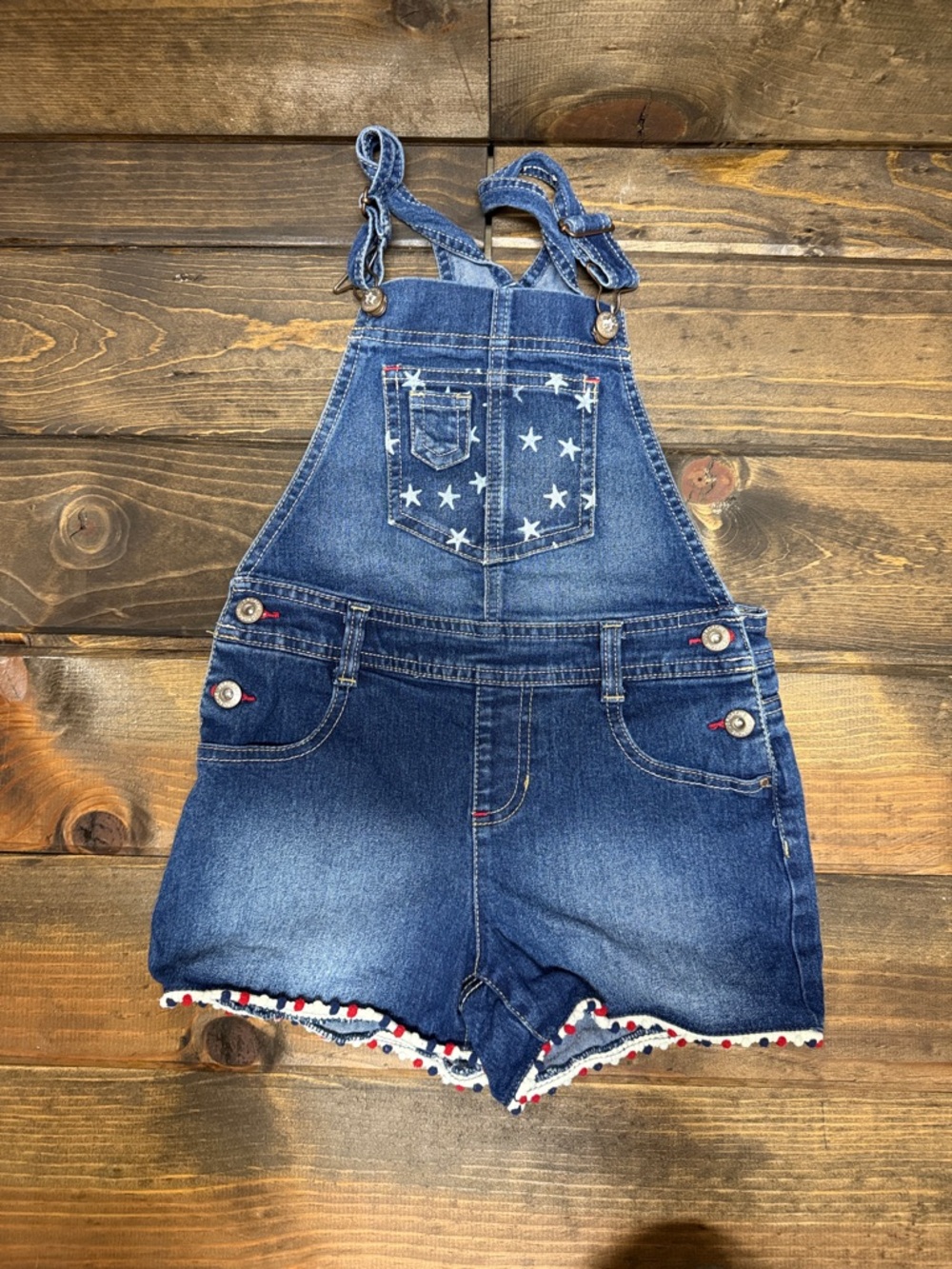 Jordache Blue Denim Star Pocket Short Overalls